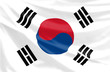 rippled south korean flag flapping in the wind