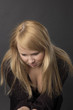 Portrait of the white-haired wistful beautiful girl