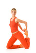 Beautiful young woman doing yoga exercise 