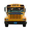 Front view of yellow school bus isolated
