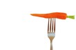Carrot on fork, isolated on white Carrot on fork, isolated on white