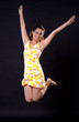 woman jumping happily