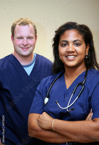 Hispanic and white hospital workers