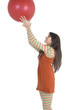 Pretty girl with ball for training