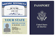 Various forms of identity license, social security and passport
