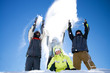 The happy group of people throws a snow The happy group of people throws a snow