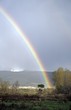 rainbow over mountain landscape in Extremadura, Spain