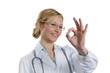 healthcare and medicine: young doctor doing ok gesture healthcare and medicine: young doctor doing ok gesture