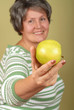 Selective focus portrait of a healthy senior woman 