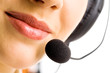 Image : Close-up of business woman\'s lips with microphone