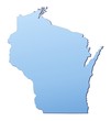Wisconsin(USA) map filled with light blue gradient