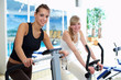 Zwei Freundinnen im Fitnessbereich