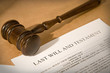 last will and testament form with gavel last will and testament form with gavel