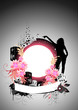 Floral vector background with speakers and flowers. Floral vector background with speakers and flowers.