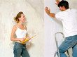 Couple hanging wallpaper