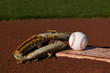 Baseball on the pitchers mound with a glove