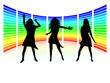 3D Dancing Party Girls Graphics equalizer bars White