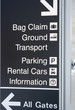 Direction signs in an airport terminal for travelers Direction signs in an airport terminal for travelers