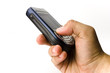 A hand hold a handset