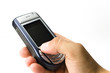 A hand hold a handset