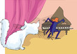 Cat to watch closely at play pianist