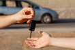 Photo: exchanging new car keys exchanging new car keys
