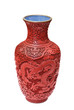 Old Chinese red vase is a clever piece of carved work