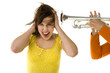Somebody trumpet straight to the woman ear. 