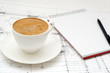 Work place with coffee.