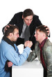 Two persons struggle on hands