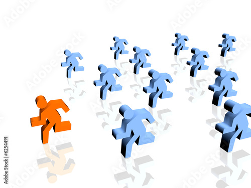 A winner in a group of runners