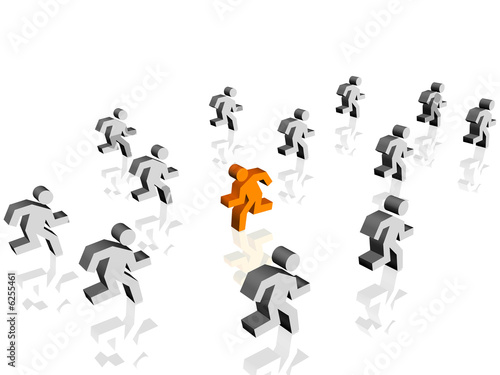 Photo: An individualist run in opposite direction of others An individualist run in opposite direction of others