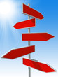 3d rendered direction signs on sky background