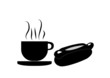 Kaffeetasse und Hotdog