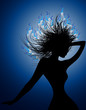 Disco girl with burning hairs, vector illustration Disco girl with burning hairs, vector illustration