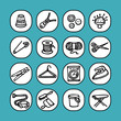 Vector: black and white icons set - sewing and cleaning black and white icons set - sewing and cleaning