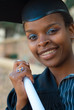 African American college student graduating with mortarboard