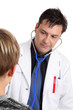 A patient is being examined by a doctor or paediatrician 