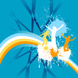 silhouettes dancing on a rainbow