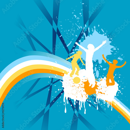 Illustration: silhouettes dancing on a rainbow silhouettes dancing on a rainbow