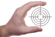 hand holds a target. Isolated on white [with clipping path].