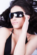 young black hair woman with sunglasses