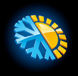 climate symbol icon winter and summer snow and sun