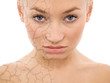 portrait of a beautiful woman with face care concept