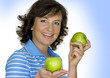 young woman with an green apple