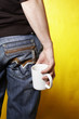 a young caucasian man with white tea cup