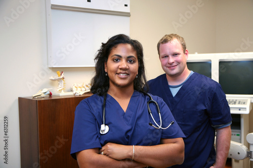 Hispanic and white hospital workers