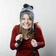 Winter woman excited