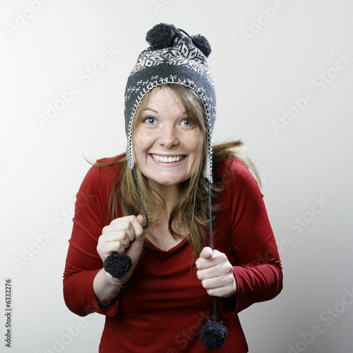 Photo: Winter woman excited Winter woman excited