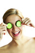 beauty portrait with green cucumber beauty portrait with green cucumber